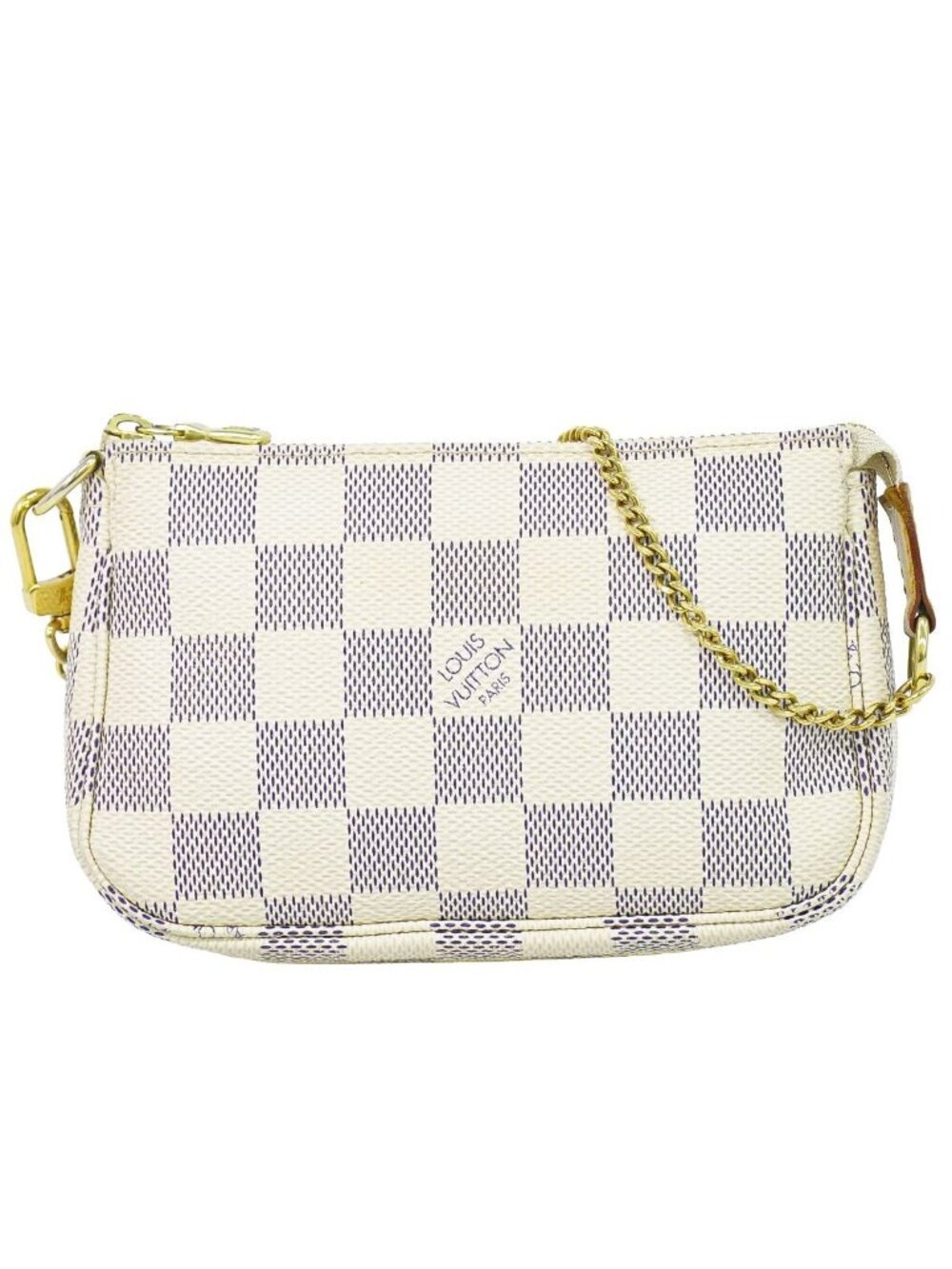 Louis Vuitton LV Mini Pochette Accessoires Damier Azur Handbag Pouch White Gray